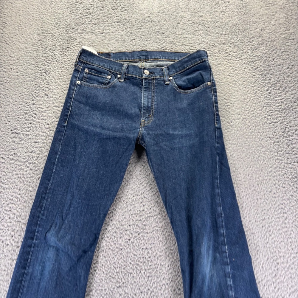 Levis 513 Jeans Mens 32x32 Blue Dark Wash Cotton Stretch Slim Fit Denim - Picture 2 of 10